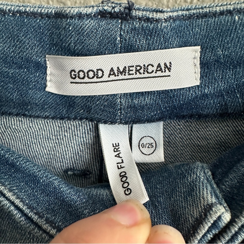 Good American Distressed Good Flare Jeans 0/25 - Picture 4 of 11